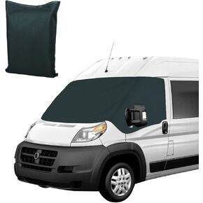 غطاء الزجاج الأمامي 600D متوافق مع Ram ProMaster 1500 2014-2022، غطاء الزجاج الأمامي للنافذة الأمامية مع فتحات مرآة (رمادي)