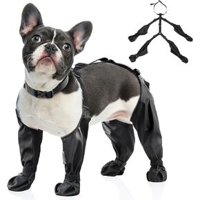 Dog Suspender Boots Waterproof Dog Shoes for Small Medium Dogs, Dog Paw Protectors Dirty-Proof & Anti-Fall Boots Dog Rubber Boots, Adjustable Dog Rain & Snow Booties for Outdoor Walking Running Hiking in Kuwait