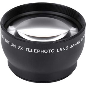 52mm 2X Camera Lens, Magnification HD Tele Converter Telephoto Lens for 52mm Mount Camera