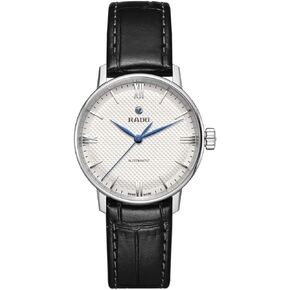 Rado Coupole Automatic Unisex with Blue Index Hands, Silver Roman Numbers, Leather Strap and Swiss Automatic Movement