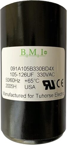 Tuhorse بواسطة BMI 105-126UF مكثف بدء تشغيل المحرك، جزء بديل متوافق لـ U17-1425، U17-2065 وغطاء البدء في TCB20M230DLX. صنع في الولايات المتحدة الأمريكية من أجل Tuhorse، (TH105-126UF) in Kuwait