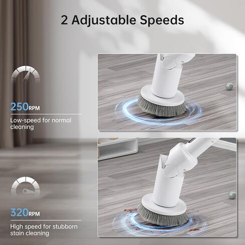 Beny Electric Spin Scrubber، 2024 منظف دش جديد بمقبض طويل، فرشاة تنظيف لاسلكية مع 8 رؤوس فرشاة قابلة للاستبدال، سرعتان لغسيل الأرضيات، فرشاة دوارة لسيارة أرضية حوض الحمام والبلاط in Saudi Arabia