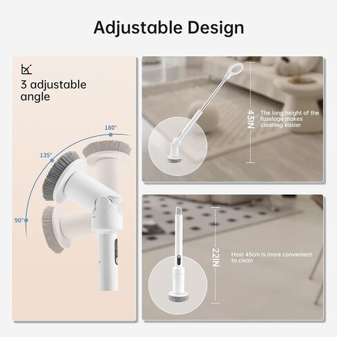 Beny Electric Spin Scrubber، 2024 منظف دش جديد بمقبض طويل، فرشاة تنظيف لاسلكية مع 8 رؤوس فرشاة قابلة للاستبدال، سرعتان لغسيل الأرضيات، فرشاة دوارة لسيارة أرضية حوض الحمام والبلاط in Saudi Arabia