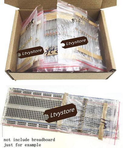 مجموعة مقاومات 1/8 وات، تشكيلة مقاومات Ltvystore فيلم كربون 63 قيمة، 1 أوم - حزمة مقاومات 10 متر أوم متنوعة 1/8 وات، مجموعة مقاومات مقاومة 5% حزمة من 1260 in Kuwait