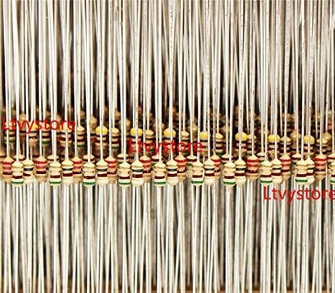 مجموعة مقاومات 1/8 وات، تشكيلة مقاومات Ltvystore فيلم كربون 63 قيمة، 1 أوم - حزمة مقاومات 10 متر أوم متنوعة 1/8 وات، مجموعة مقاومات مقاومة 5% حزمة من 1260 in Kuwait