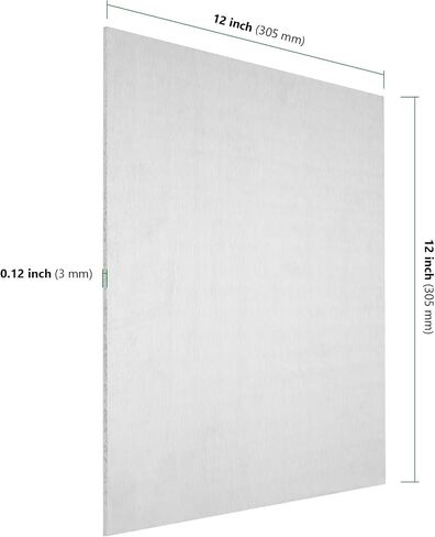 HAKZEON 2 قطعة 12 × 12 × 1/8 بوصة 6061 ورقة ألومنيوم، ألواح معدنية من الألومنيوم، صفائح ألومنيوم رفيعة، ورقة ألومنيوم مربعة، مصقولة بدقة ومزيلة للأزيز in Saudi Arabia