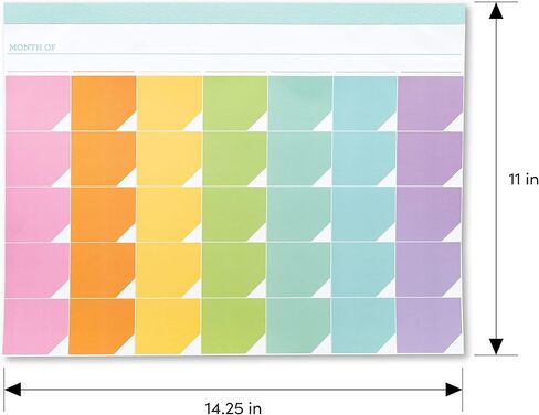 C.R. Gibson CDC-24047 Undated Monthly Desk Calendar Pad for Planning, 12 Sheets, 17'' W x 22'' H, Rainbow in Saudi Arabia
