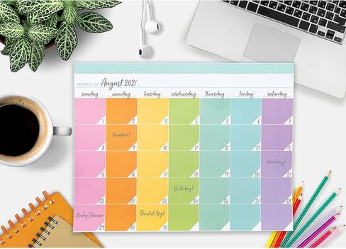 C.R. Gibson CDC-24047 Undated Monthly Desk Calendar Pad for Planning, 12 Sheets, 17'' W x 22'' H, Rainbow in Saudi Arabia
