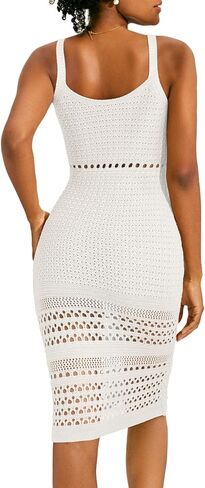 MIHOLL Womens Crochet Swim Cover Up 2024 Summer Bathing Suit Hollow out Sleeveless Swimwear Coverups Beach Dress Sundresses in Saudi Arabia