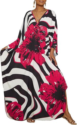 Bsubseach Kaftan Dresses for Women Plus Size Beach Swimsuit Cover Up V Neck Caftan Dress Loungewear in Saudi Arabia