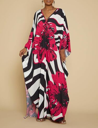 Bsubseach Kaftan Dresses for Women Plus Size Beach Swimsuit Cover Up V Neck Caftan Dress Loungewear in Saudi Arabia