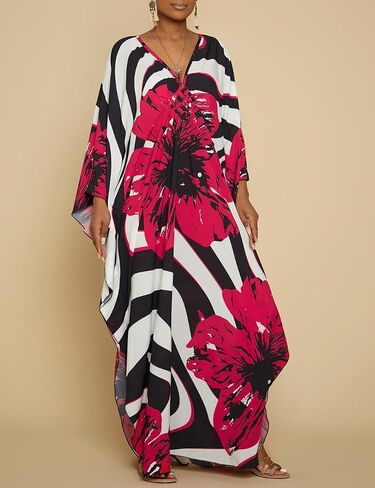 Bsubseach Kaftan Dresses for Women Plus Size Beach Swimsuit Cover Up V Neck Caftan Dress Loungewear in Saudi Arabia