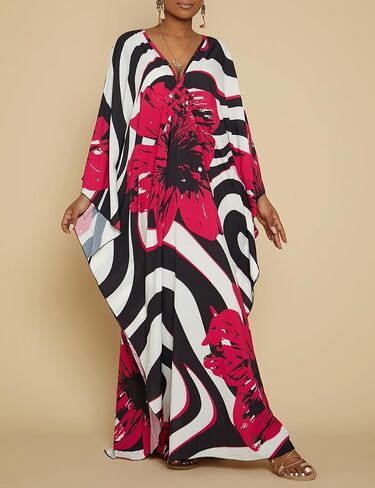 Bsubseach Kaftan Dresses for Women Plus Size Beach Swimsuit Cover Up V Neck Caftan Dress Loungewear in Saudi Arabia