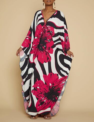 Bsubseach Kaftan Dresses for Women Plus Size Beach Swimsuit Cover Up V Neck Caftan Dress Loungewear in Saudi Arabia