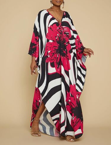 Bsubseach Kaftan Dresses for Women Plus Size Beach Swimsuit Cover Up V Neck Caftan Dress Loungewear in Saudi Arabia