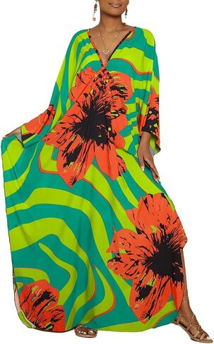Bsubseach Kaftan Dresses for Women Plus Size Beach Swimsuit Cover Up V Neck Caftan Dress Loungewear in Saudi Arabia