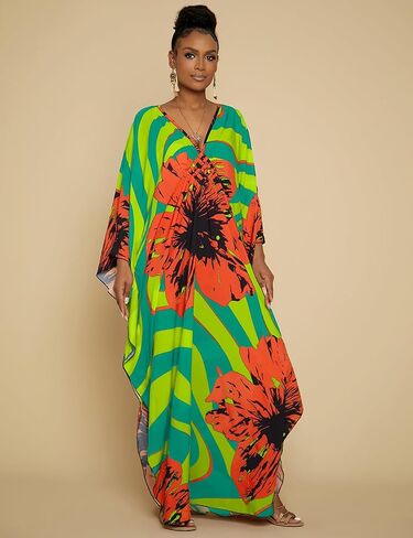 Bsubseach Kaftan Dresses for Women Plus Size Beach Swimsuit Cover Up V Neck Caftan Dress Loungewear in Saudi Arabia