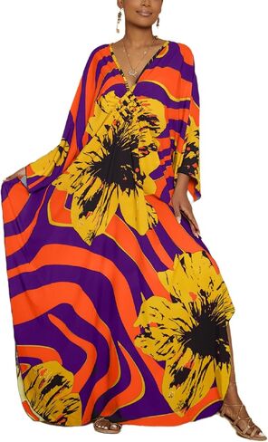 Bsubseach Kaftan Dresses for Women Plus Size Beach Swimsuit Cover Up V Neck Caftan Dress Loungewear in Saudi Arabia