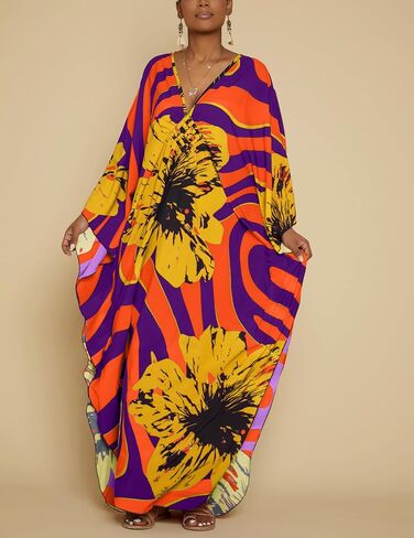 Bsubseach Kaftan Dresses for Women Plus Size Beach Swimsuit Cover Up V Neck Caftan Dress Loungewear in Saudi Arabia