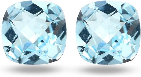 JAI GEMS 10 قطع من أحجار التوباز الأزرق السماوي الطبيعي ذات الأوجه ذات جودة عالية الشكل: وسادة، الحجم: 7 مم بالجملة in Kuwait
