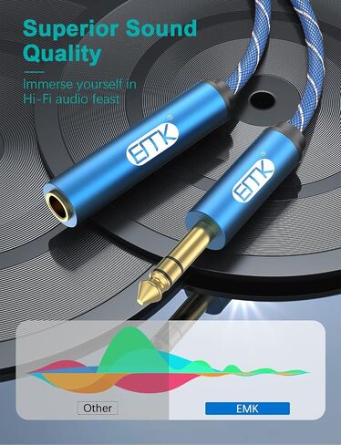 EMK 1/4 inch Extension Cable, 6.35mm 1/4" inch Male to Female Stereo Headphone Guitar Extension Cable Cord, Gold Plated Quarter inch Headphone Extension Cable (3.3FT/1M) in Saudi Arabia