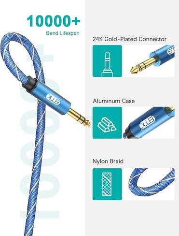 EMK 1/4 inch Extension Cable, 6.35mm 1/4" inch Male to Female Stereo Headphone Guitar Extension Cable Cord, Gold Plated Quarter inch Headphone Extension Cable (3.3FT/1M) in Saudi Arabia