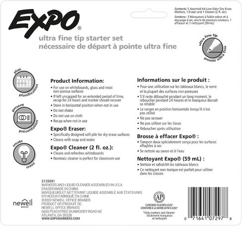 مجموعة أقلام التحديد الجافة ذات الرائحة المنخفضة من EXPO 1884310، فائقة الدقة، متنوعة، 5/مجموعة in Kuwait