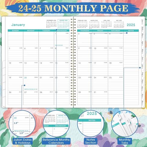 Monthly Planner 2024-2025 - Calendar 2024-2025 Planner, Jul. 2024 to Dec. 2025, 9'' x 11'', 18 Monthly Planner, Monthly Tabs, Notes Pages, Back Pocket in Kuwait