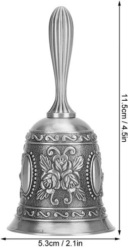 Hand Bell with Zinc Alloy Plating Silver Retro Handbell for Dinner Room Class Bar Service or Home Events Decoration in Saudi Arabia