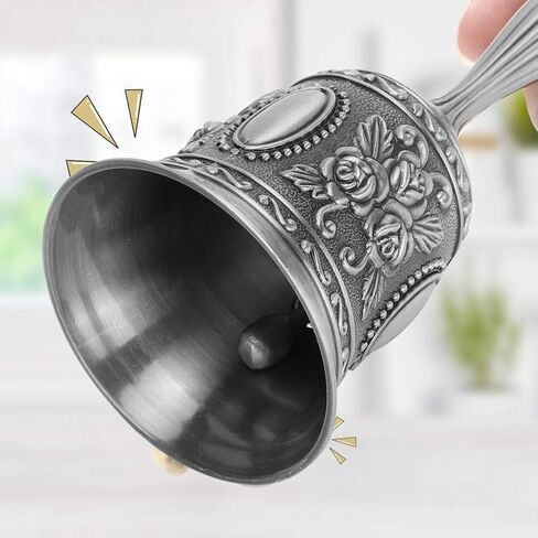 Hand Bell with Zinc Alloy Plating Silver Retro Handbell for Dinner Room Class Bar Service or Home Events Decoration in Saudi Arabia