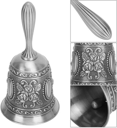 Hand Bell with Zinc Alloy Plating Silver Retro Handbell for Dinner Room Class Bar Service or Home Events Decoration in Saudi Arabia