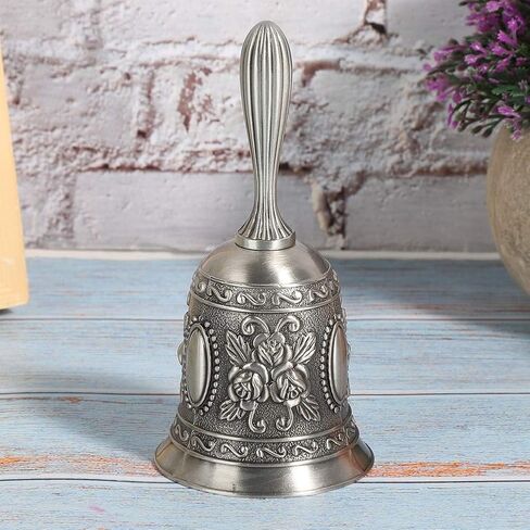 Hand Bell with Zinc Alloy Plating Silver Retro Handbell for Dinner Room Class Bar Service or Home Events Decoration in Saudi Arabia