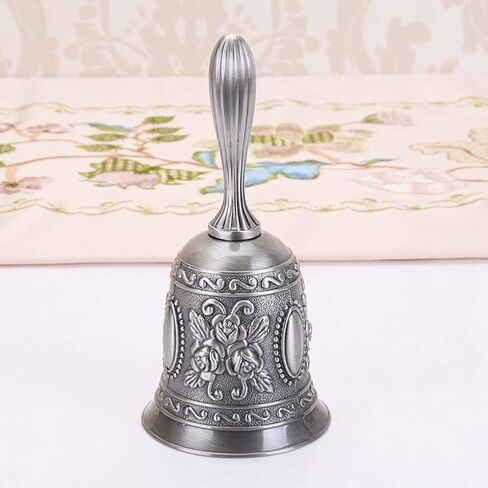 Hand Bell with Zinc Alloy Plating Silver Retro Handbell for Dinner Room Class Bar Service or Home Events Decoration in Saudi Arabia