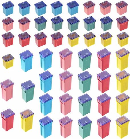 50 Pieces Car Fuses Assortment Kit, Tall/Standard and Low Profile Box Shaped Automotive Fuses in Saudi Arabia