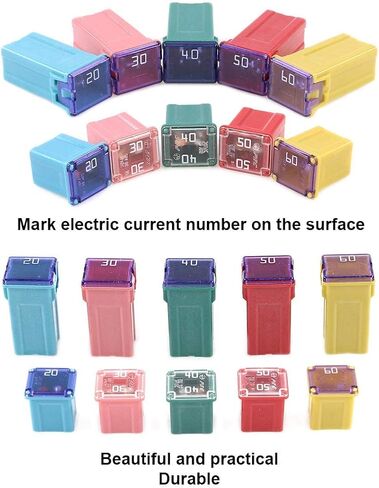 50 Pieces Car Fuses Assortment Kit, Tall/Standard and Low Profile Box Shaped Automotive Fuses in Saudi Arabia