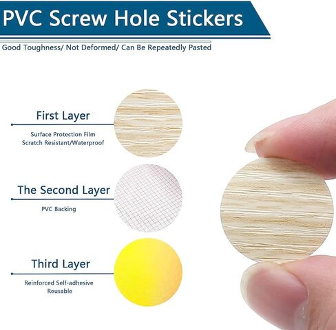 Waziaqoc 216pcs Self-Adhesive Screw Hole Stickers (Black), 4-Table Sheets Screw Covers Caps PVC Dustproof Round Stickers for Wooden Furniture - 21mm/0.83inch in Kuwait