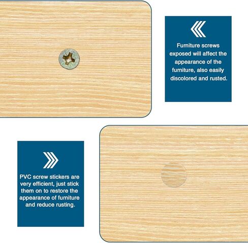 Waziaqoc 216pcs Self-Adhesive Screw Hole Stickers (Black), 4-Table Sheets Screw Covers Caps PVC Dustproof Round Stickers for Wooden Furniture - 21mm/0.83inch in Kuwait