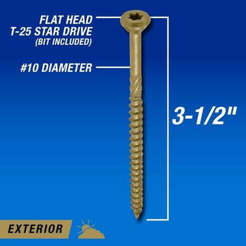Power Pro 967781 Wood Screws, #10 x 3-1/2", Premium Outdoor Deck Screws, Rust Resistant, Epoxy Coated Bronze, 1000pcs Box in Saudi Arabia