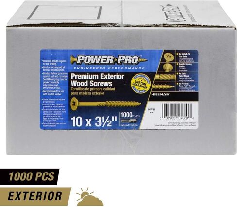 Power Pro 967781 Wood Screws, #10 x 3-1/2", Premium Outdoor Deck Screws, Rust Resistant, Epoxy Coated Bronze, 1000pcs Box in Saudi Arabia