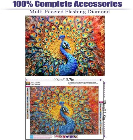 BOHADIY 5D Diamond Painting Kits for Adults - Peacock Diamond Art Kits for Adults Kids Beginner,DIY Animals Round Full Drill Paintings with Diamonds Gem Art for Adults Home Wall Decor 12x16inch in Saudi Arabia