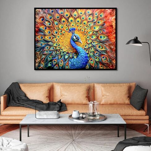 BOHADIY 5D Diamond Painting Kits for Adults - Peacock Diamond Art Kits for Adults Kids Beginner,DIY Animals Round Full Drill Paintings with Diamonds Gem Art for Adults Home Wall Decor 12x16inch in Saudi Arabia