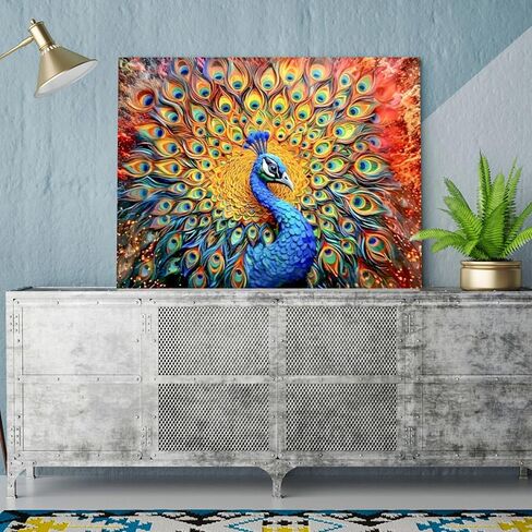 BOHADIY 5D Diamond Painting Kits for Adults - Peacock Diamond Art Kits for Adults Kids Beginner,DIY Animals Round Full Drill Paintings with Diamonds Gem Art for Adults Home Wall Decor 12x16inch in Saudi Arabia