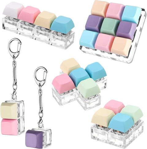 6 قطع لوحة مفاتيح فيدجيت كيشاين لتخفيف الضغط، ألعاب لوحة مفاتيح فيدجيت كلير إصبع لوحة المفاتيح، سلسلة مفاتيح فيدجيت مع لوحة مفاتيح لتخفيف الضغط بإضاءة LED، أداة النقر على لوحة المفاتيح للهدايا لتمضية الوقت الممل in Kuwait