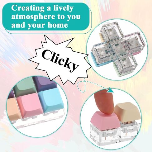 6 قطع لوحة مفاتيح فيدجيت كيشاين لتخفيف الضغط، ألعاب لوحة مفاتيح فيدجيت كلير إصبع لوحة المفاتيح، سلسلة مفاتيح فيدجيت مع لوحة مفاتيح لتخفيف الضغط بإضاءة LED، أداة النقر على لوحة المفاتيح للهدايا لتمضية الوقت الممل in Kuwait