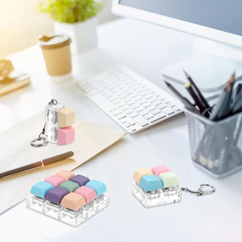 6 قطع لوحة مفاتيح فيدجيت كيشاين لتخفيف الضغط، ألعاب لوحة مفاتيح فيدجيت كلير إصبع لوحة المفاتيح، سلسلة مفاتيح فيدجيت مع لوحة مفاتيح لتخفيف الضغط بإضاءة LED، أداة النقر على لوحة المفاتيح للهدايا لتمضية الوقت الممل in Kuwait