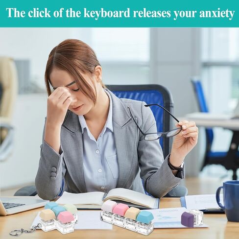 6 قطع لوحة مفاتيح فيدجيت كيشاين لتخفيف الضغط، ألعاب لوحة مفاتيح فيدجيت كلير إصبع لوحة المفاتيح، سلسلة مفاتيح فيدجيت مع لوحة مفاتيح لتخفيف الضغط بإضاءة LED، أداة النقر على لوحة المفاتيح للهدايا لتمضية الوقت الممل in Kuwait