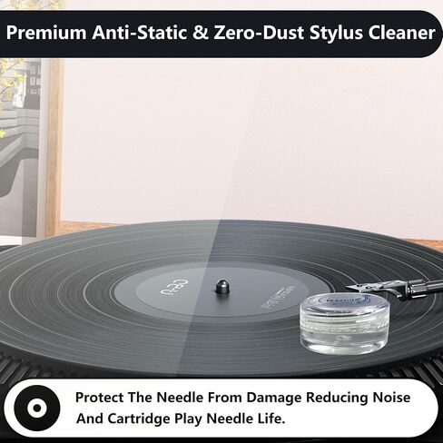 Turntable Stylus Clean Gel - Premium Anti-Static & Zero-Dust Stylus Cleaner, Dirt and Debris Dry Cleaning Mixture for Vinyl Record Player Needle (Black) in Saudi Arabia