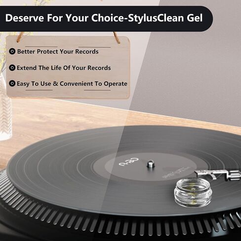 Turntable Stylus Clean Gel - Premium Anti-Static & Zero-Dust Stylus Cleaner, Dirt and Debris Dry Cleaning Mixture for Vinyl Record Player Needle (Black) in Saudi Arabia