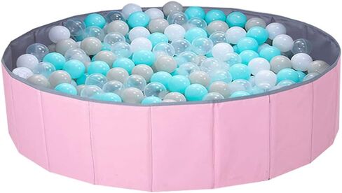 Kaptin Foldable Ball Pit for Kids, Kids Play Ball Pool, Baby Play Yard, Portable Ocean Ball Pit Pet Pool Sand Box Game Room, Ball Play Pit Baby Toddler Playpen (Light Blue & Gray, Diameter 39 Inch) in Kuwait