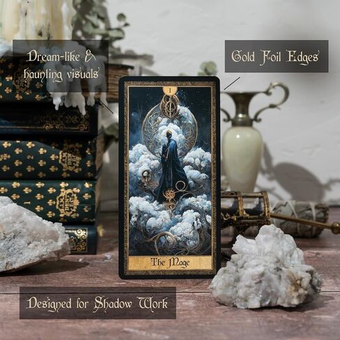 Erethereal Shadow Work Tarot Deck | 78 Cards, Dark Vintage Ethereal Gold Foil Edges, Oracle, Indie Beginner's Divination, Golden Thread with Unique Artwork in Saudi Arabia